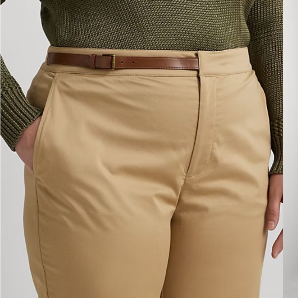 Lauren Ralph Lauren Leather-Trim Stretch Sateen tan Jodhpur Pant - Picture 3 of 5